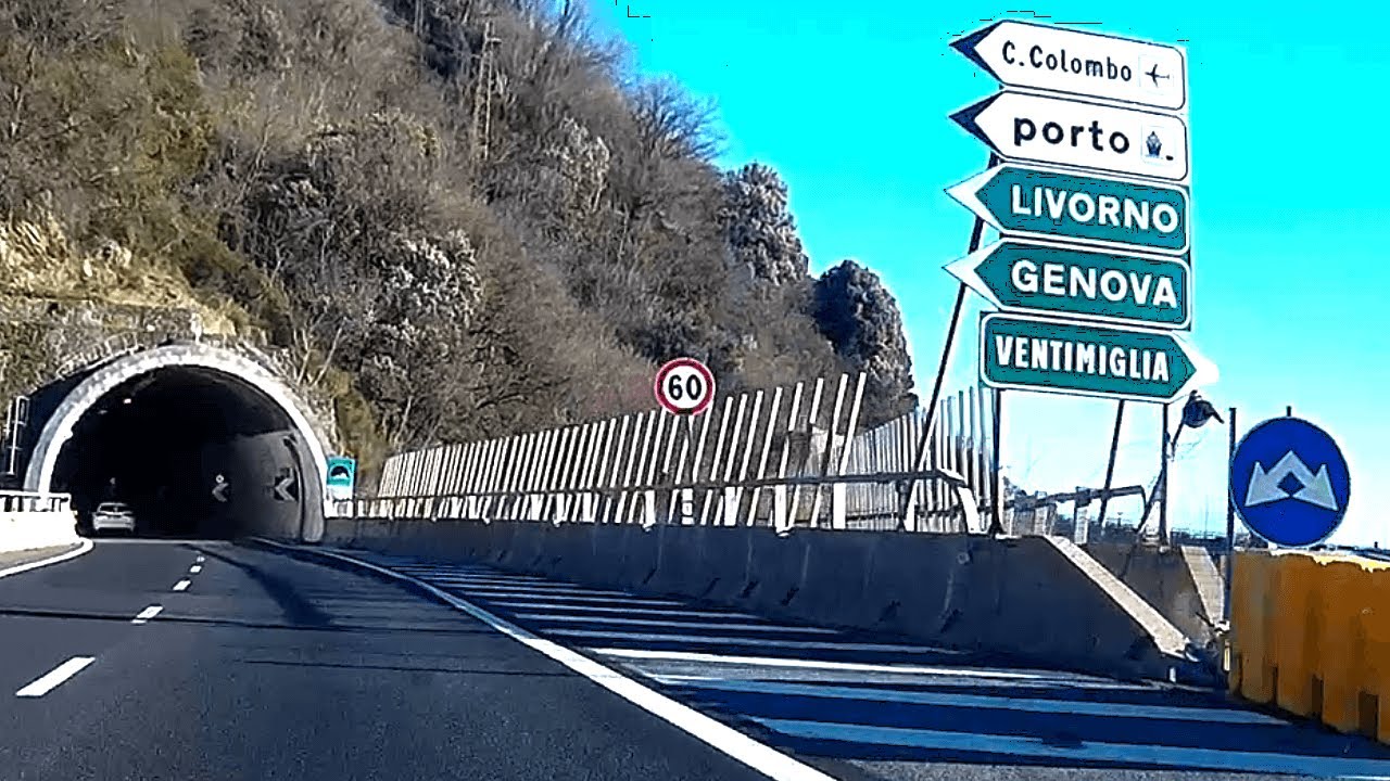 Autostrada A10 - A26 dalla Galleria Madonna delle Grazie all'uscita Genova Ovest #autostrada