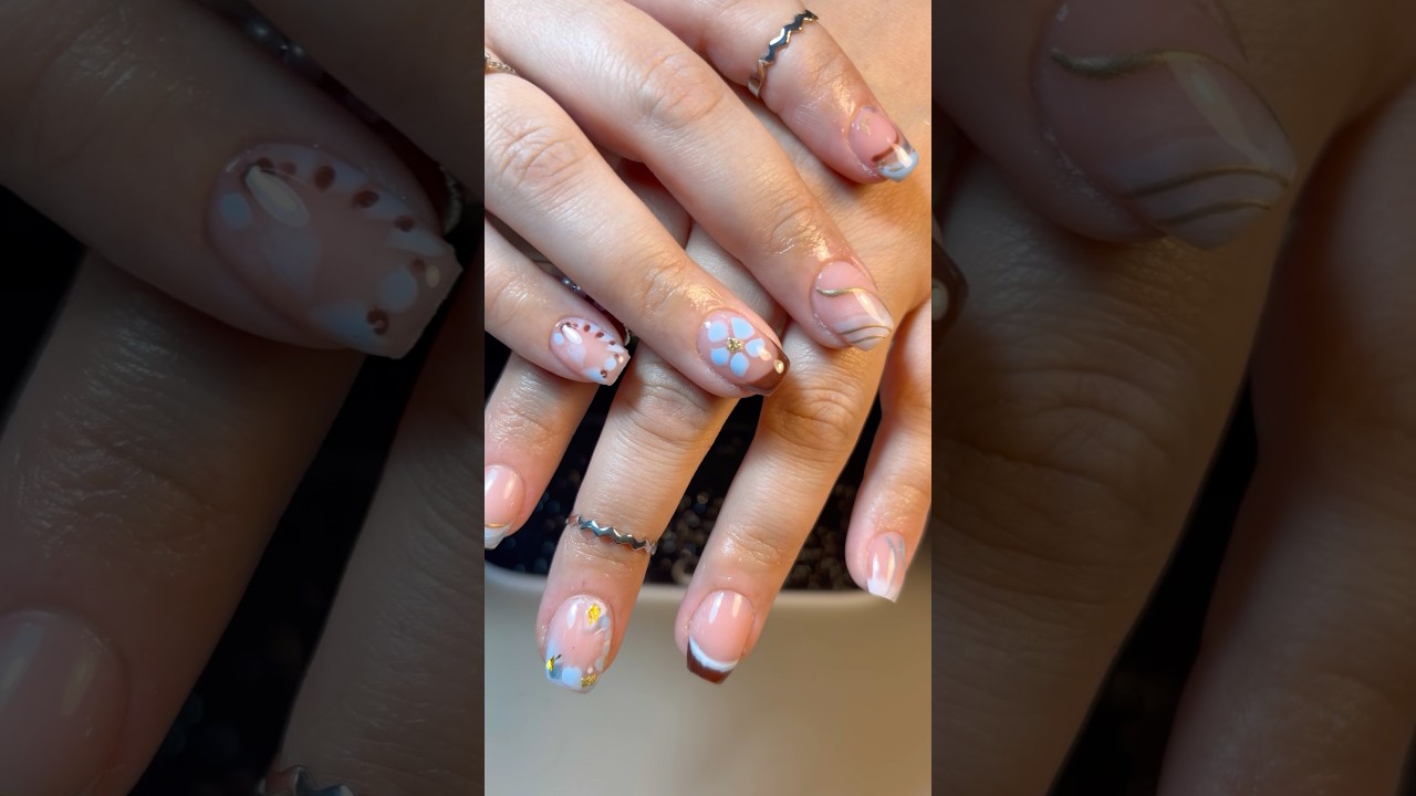UÑAS SOFT GEL 🩵🤎 amando esta combinación 