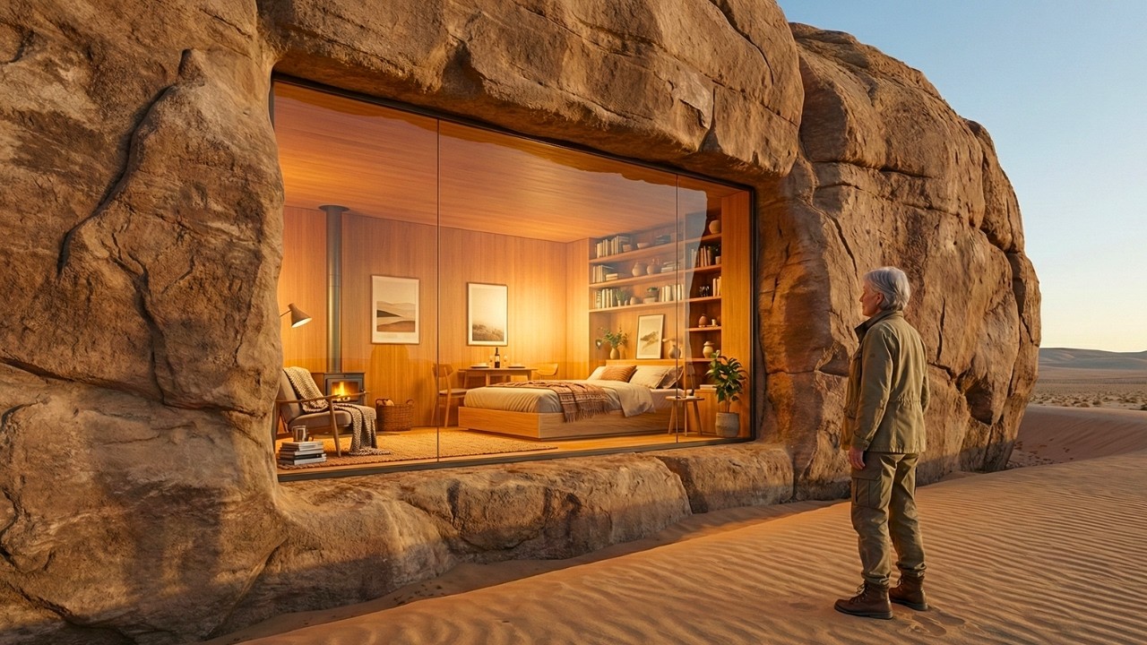 Living Inside a Giant Desert Rock — A Secret Minimalist Survival Shelter