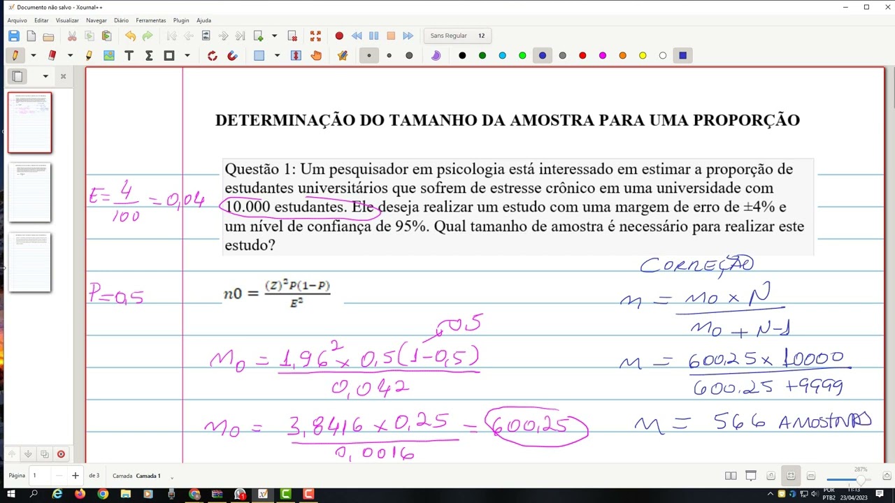 Tamanho da Amostra para Proporção