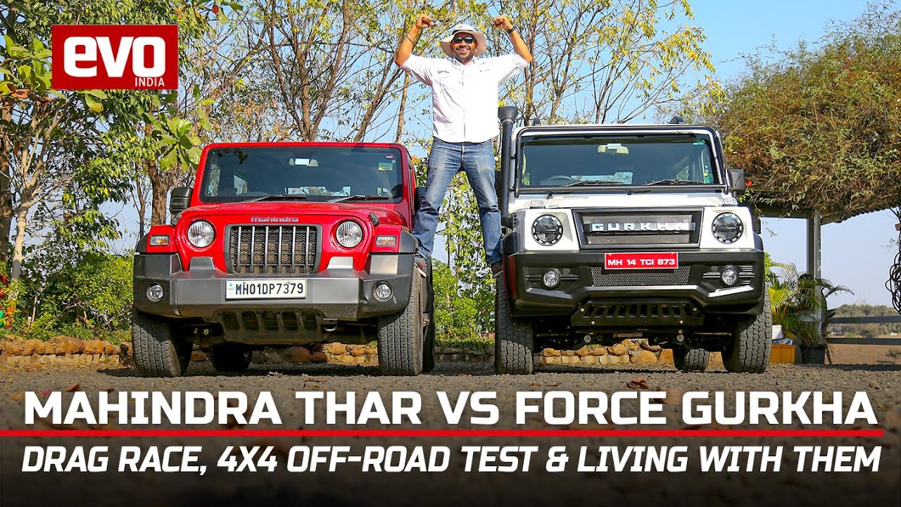 Mahindra Thar vs Force Gurkha | 4x4 compared and drag race | SUV Comparison review 2022 | evo India