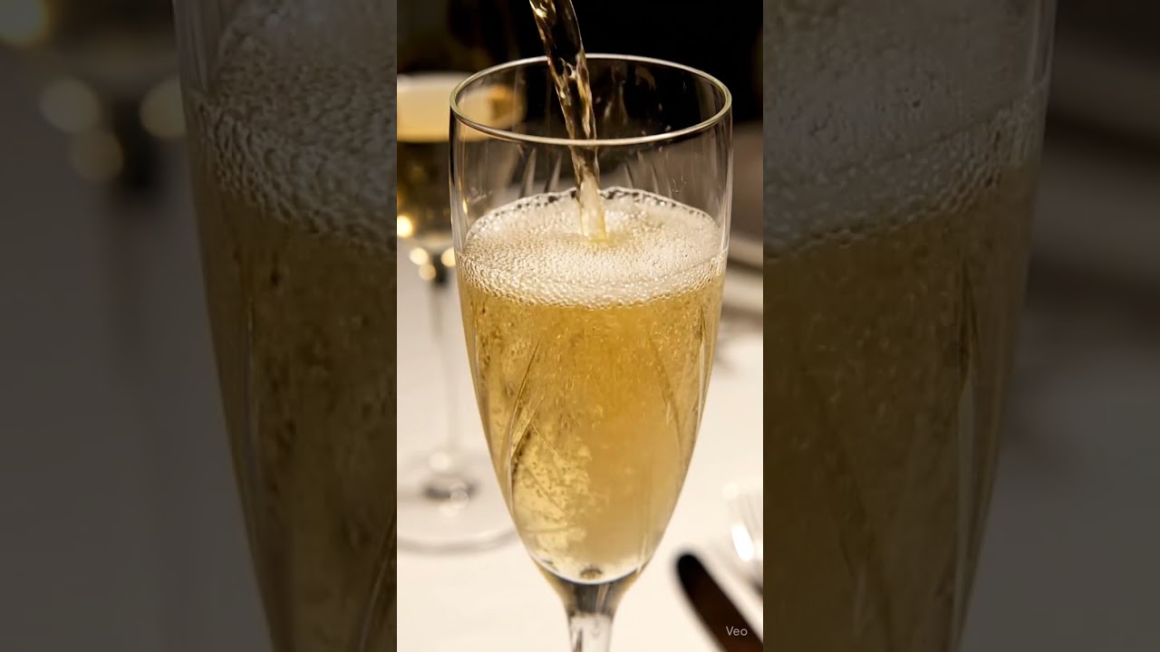 Sparkling champagne being poured into a crystal glass  #asmr