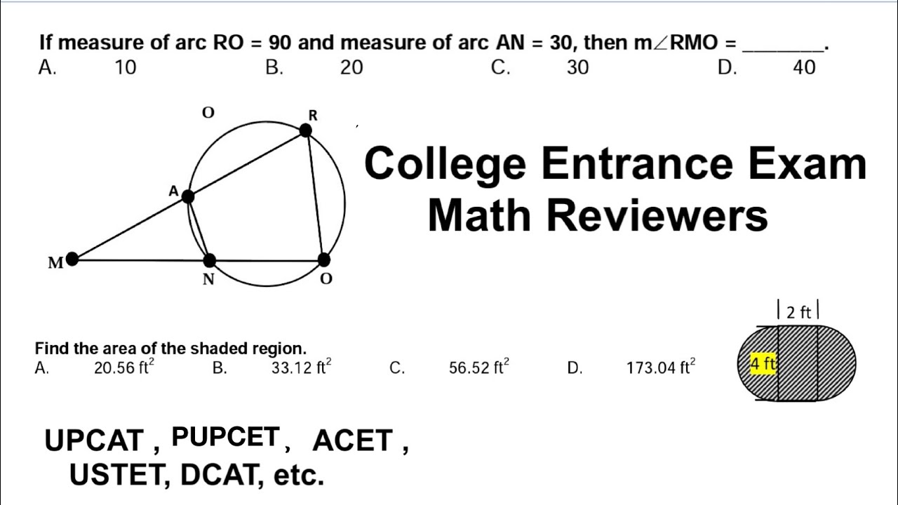 College Entrance Exam Math Reviewer Part 6 (UPCAT, PUPCET, USTET, ACET, DCAT, etc.)