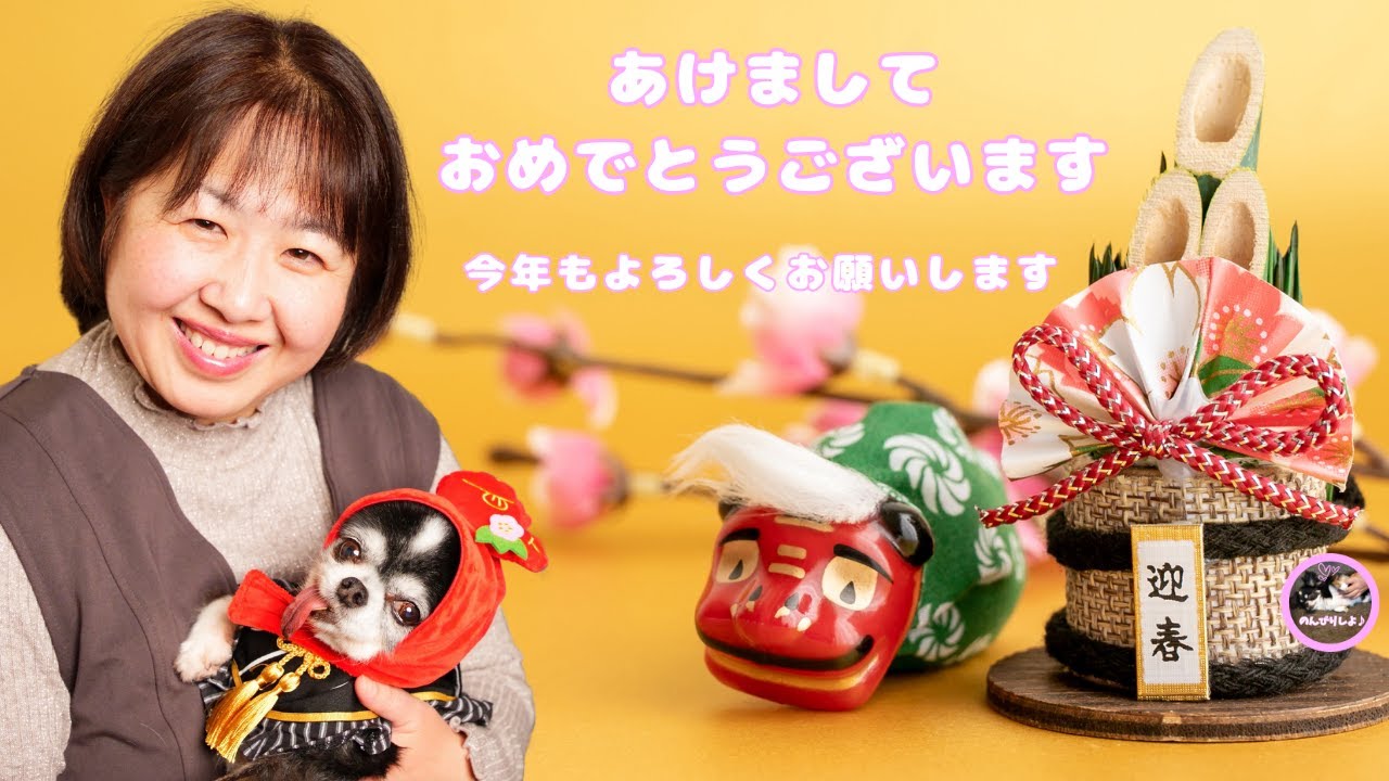 あけましておめでとうございます🎍 りゅうちゃん新年コーデでご挨拶＆水槽ごはん🐶🐠