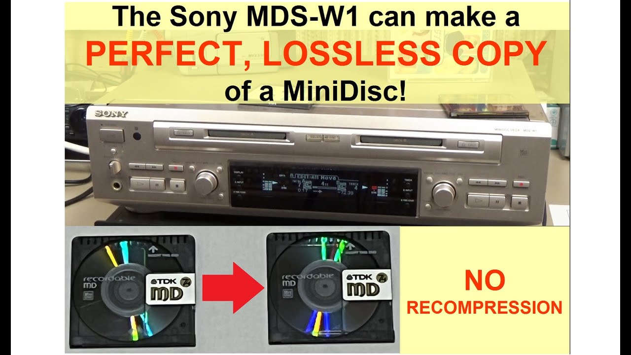 Sony Dual Deck MiniDisc Recorder MDS-W1 can copy a minidisc PERFECTLY with no recompression loss!