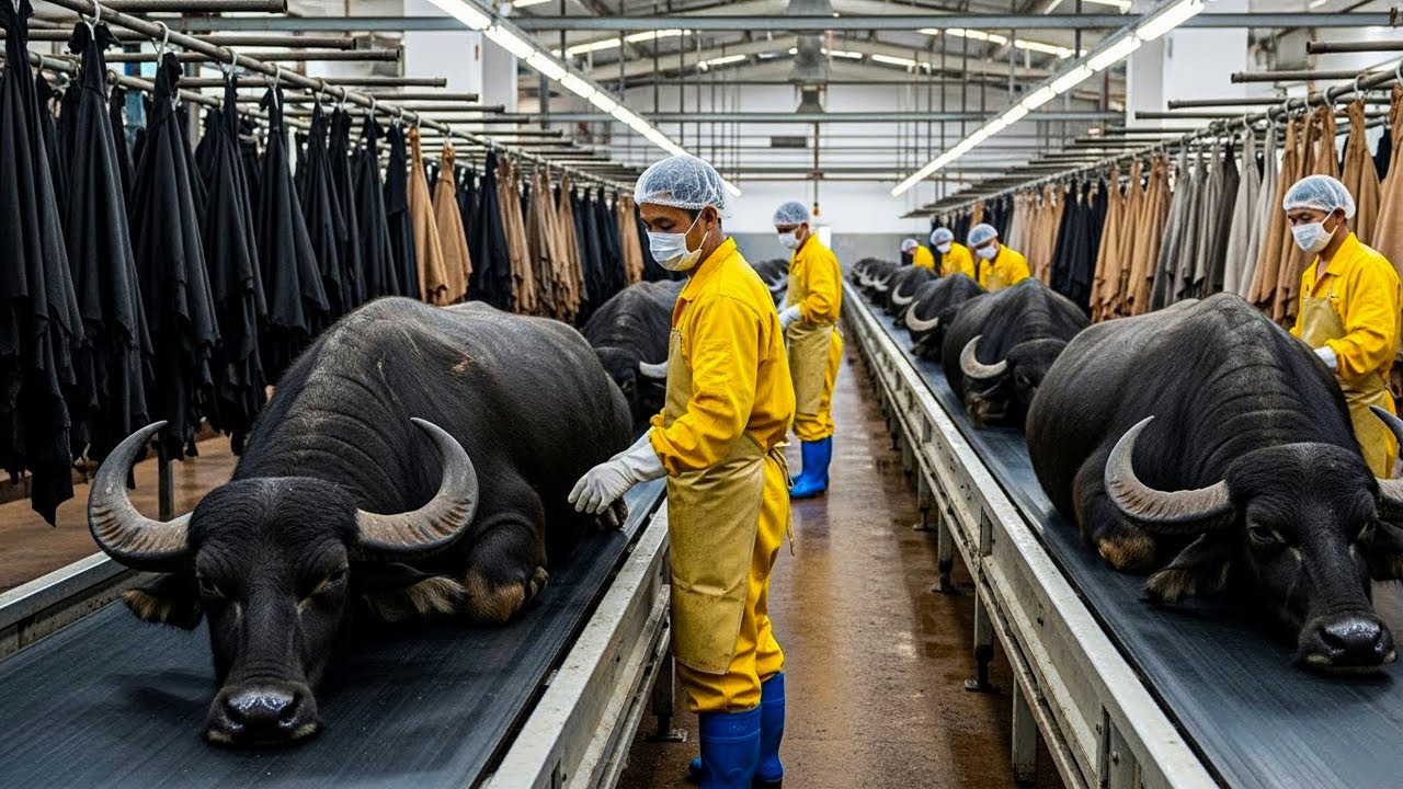 Inside the Massive Buffalo Meat Factory! Shocking Industrial Processing Line.