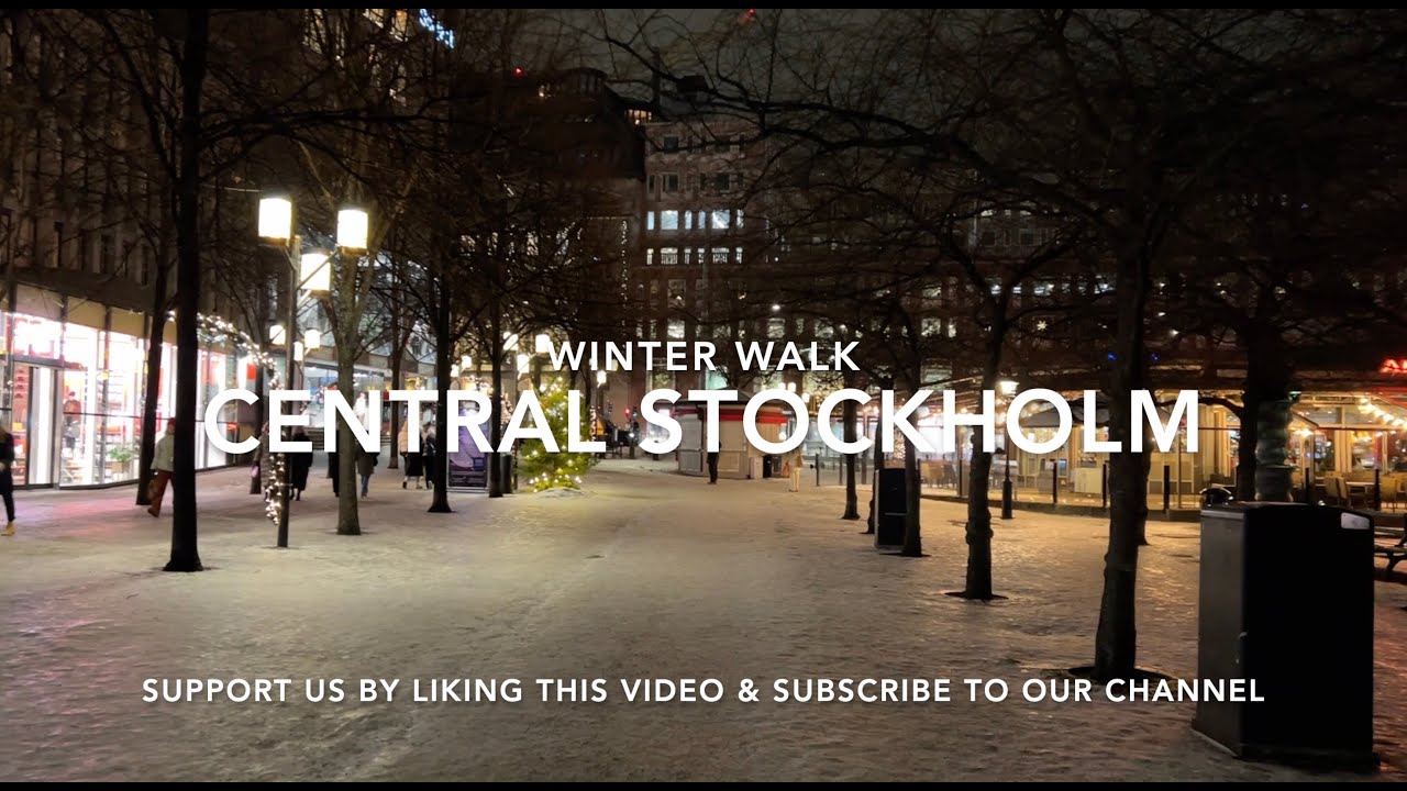 Stockholm Walks: Central Stockholm At Night | Shopping Streets | Winter Night Walk | 4K