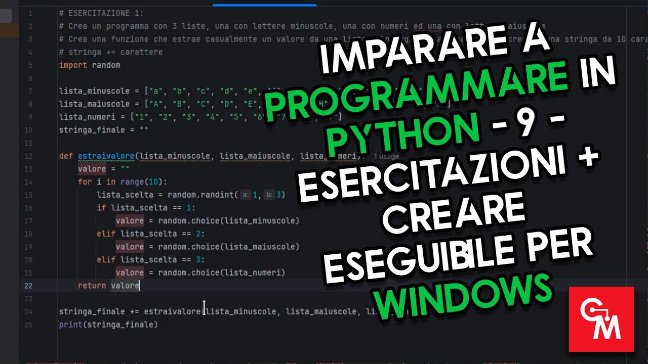 Imparare a programmare in Python - 9 - Esercitazioni + Creare Eseguibile per Windows