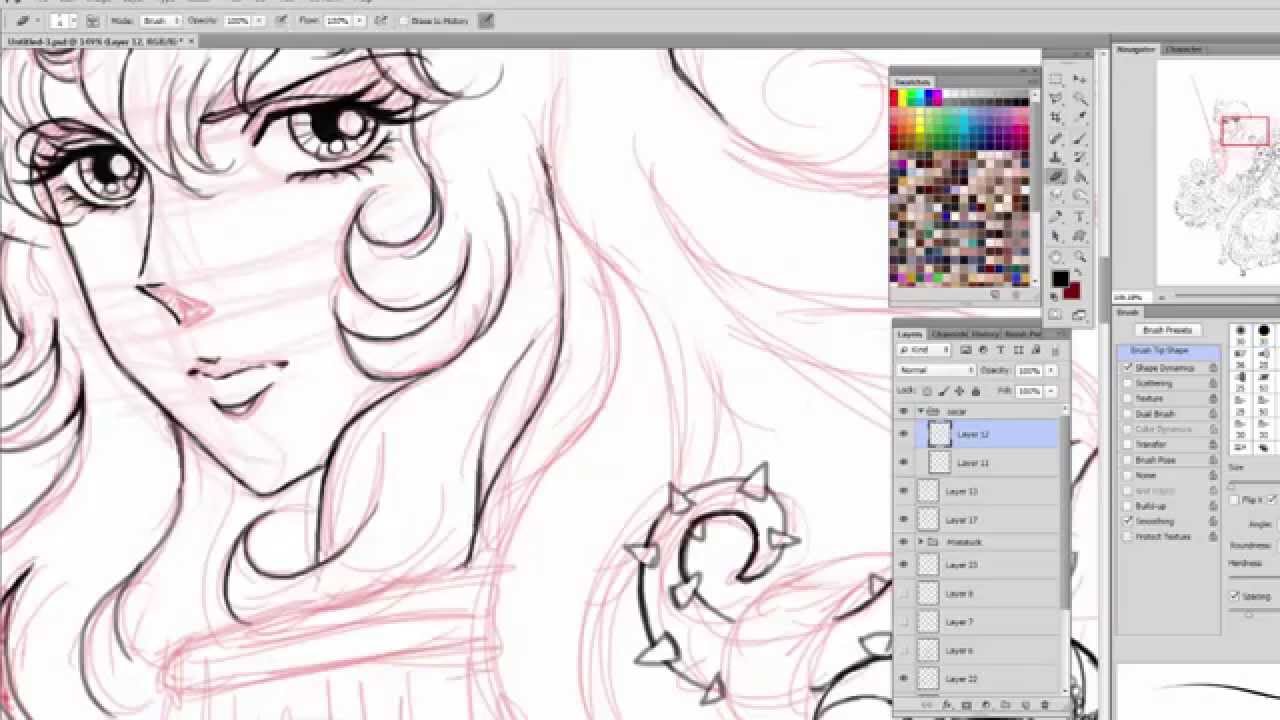Speed Drawing Lady Oscar / Rose Of Versailles / Versailles no Bara - Lineart