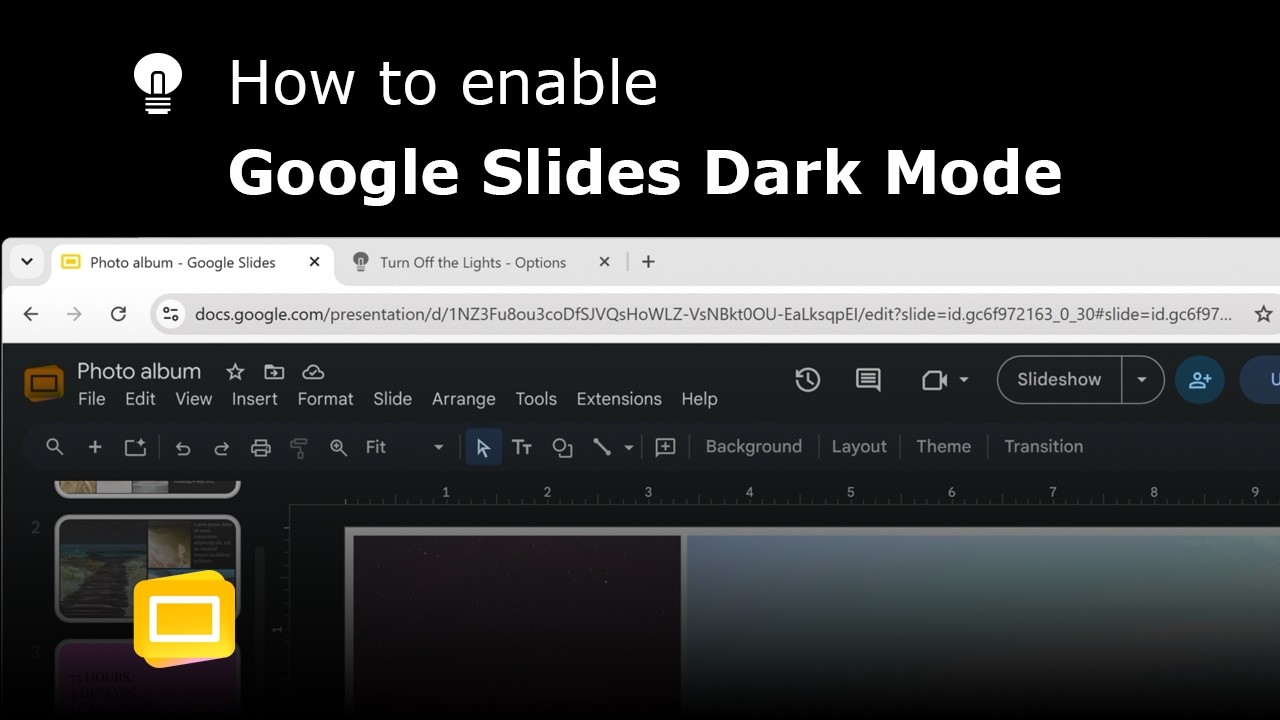 Как включить тёмную тему в Google Slides на ПК: быстро и просто (БЕСПЛАТНО)