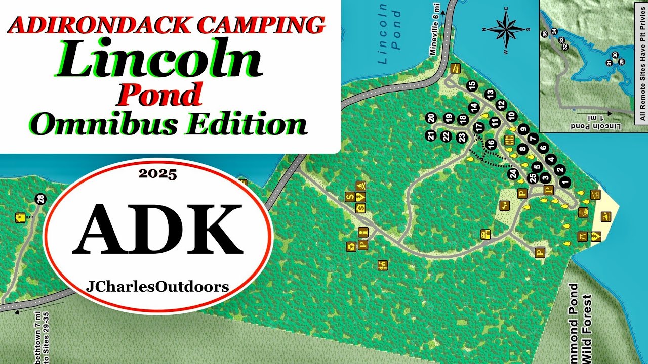 КЕМПИНГ ADIRONDACK Лагерь Lincoln Pond NYSDEC (издание Omnibus) Посещение города Фронтир и моста ...