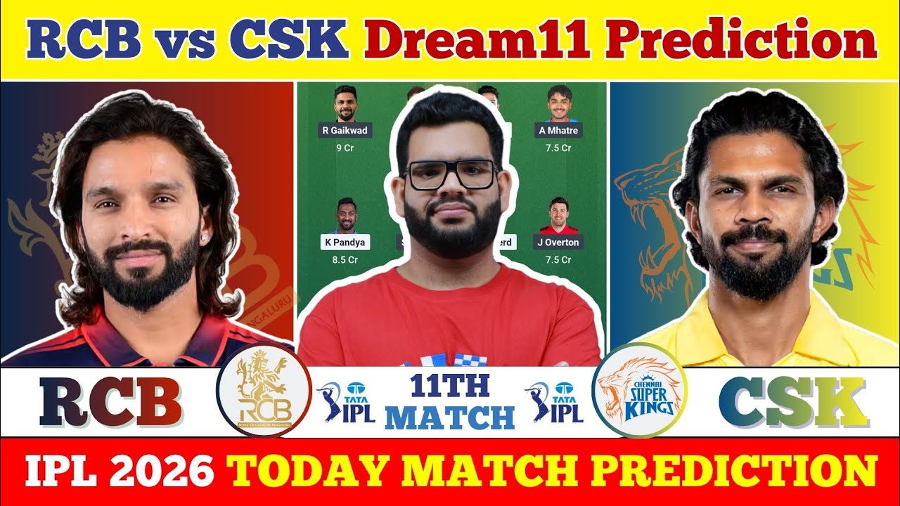 RCB vs CSK Dream11 Prediction| RCB vs CSK Today Match Prediction| IPL 2026 Match 11