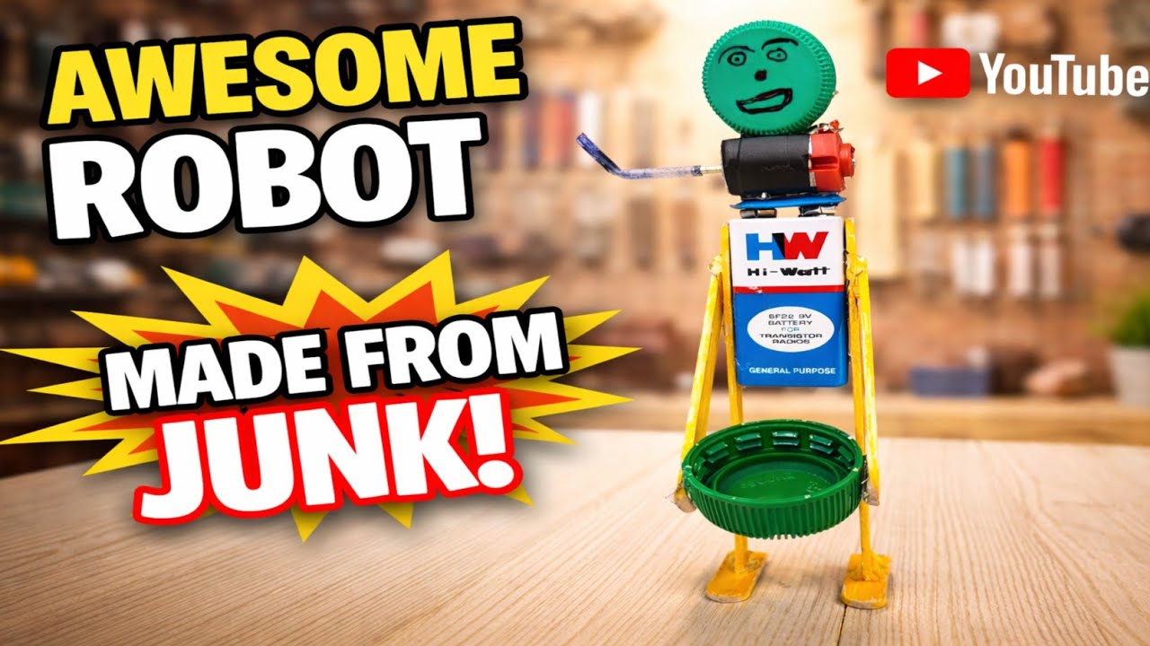How to make a Robot at home | Dc motor Robot Science Project with Motor & bettry 