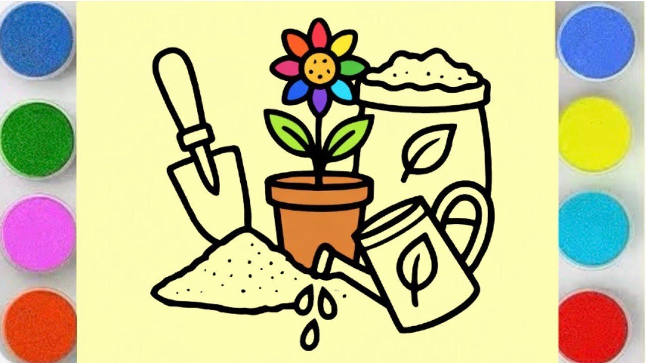 Sand Painting Beautiful Garden for Kids | Learn Colors with Flowers and Plants