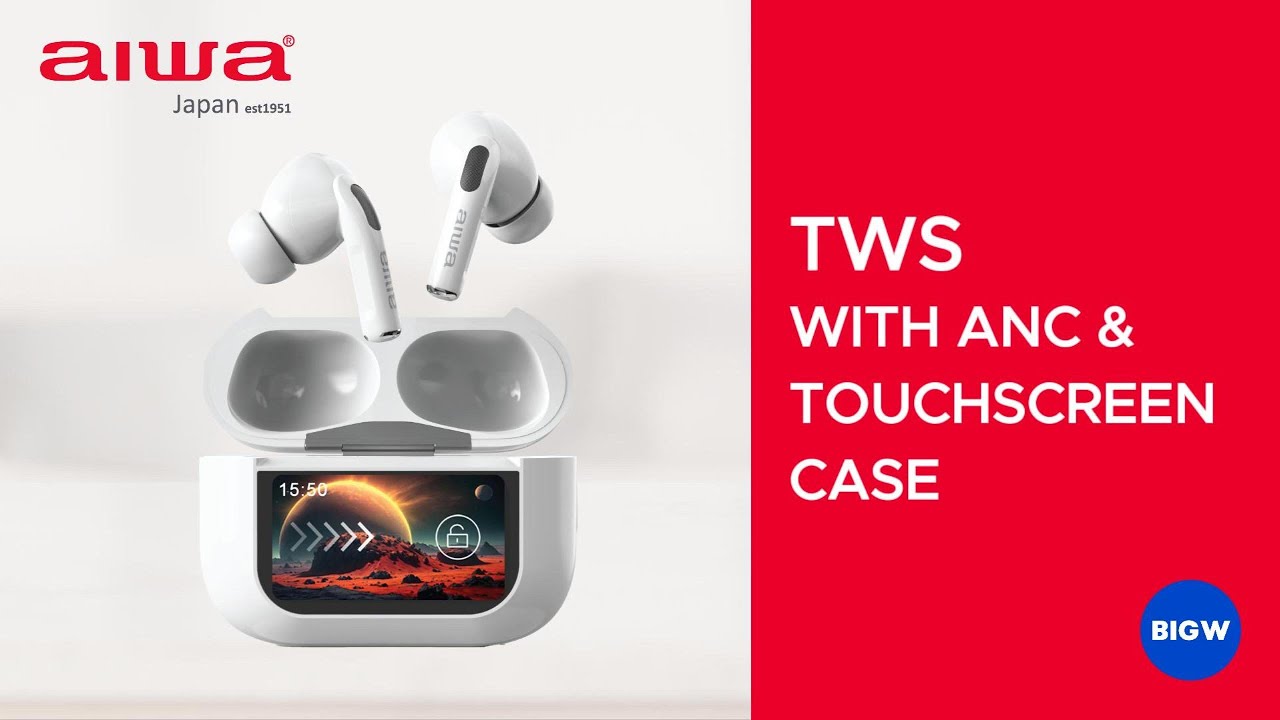 Aiwa TWS Earphones with ANC & Touchscreen Case AEP-0719-WHITE/BLACK