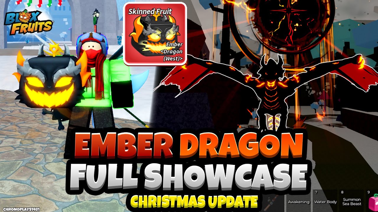 NEW Ember Dragon Fruit Skin FULL SHOWCASE! | Blox Fruits Christmas Update