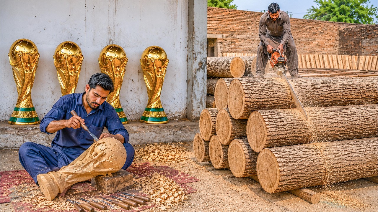 How the FIFA World Cup Trophy Is Made from Raw Wood | Incredible Craftsmanship