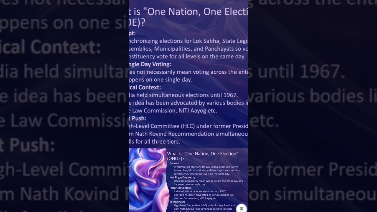 ONE NATION ONE ELECTION#currentaffairs#studyiq#unacademyupsc#career247#visionias2024#news#upsc2025