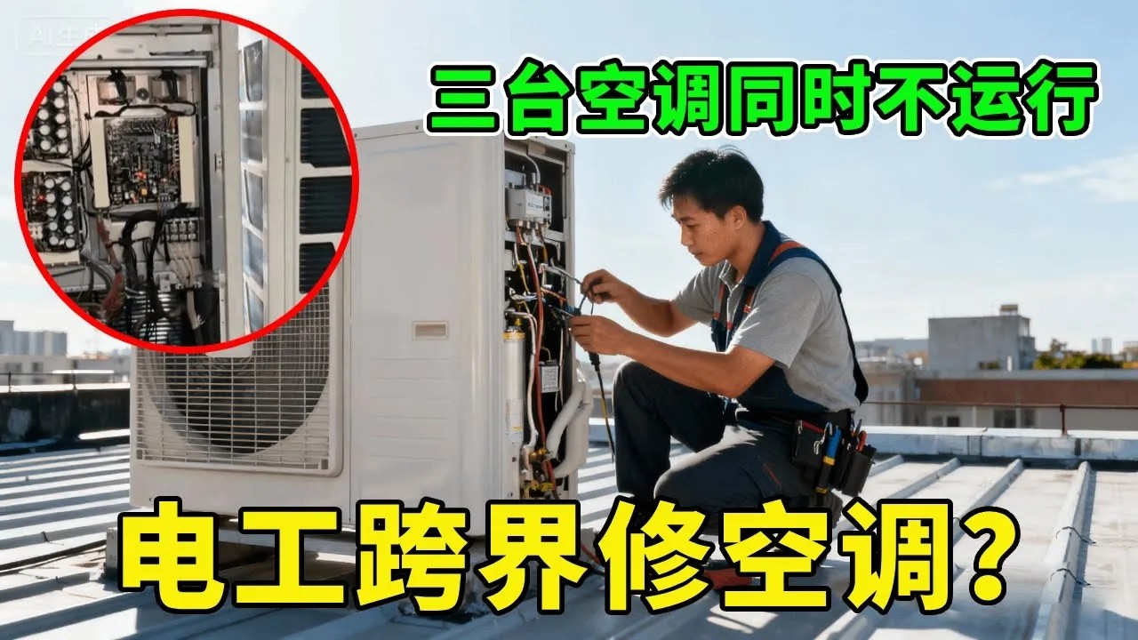 空调出问题叫电工来修？3台空调同时不运行，这种电路你见过吗？【城阳电工电路】