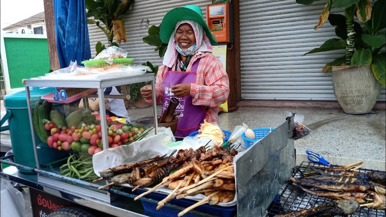 137 ส้มตำ ไก่ย่าง รถเข็น ร้านพี่เกษร ของเพียบ รสเด็ด |เข็นขายแถวๆตลาดย่าโม โคราช #ZabTalon