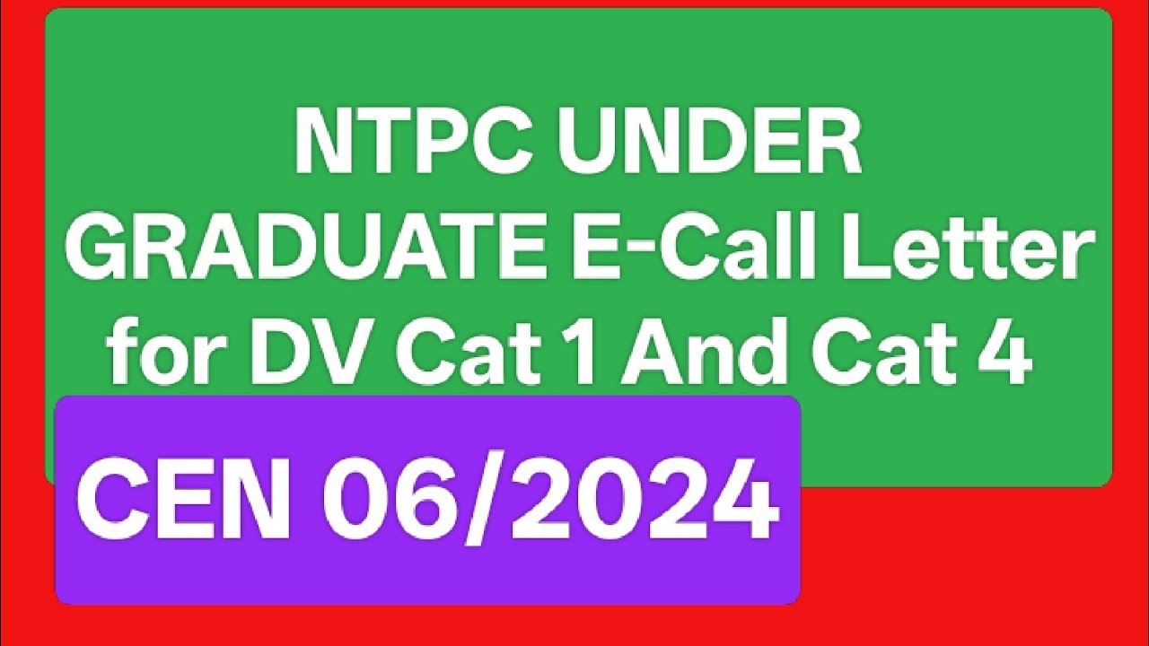 Railway NTPC UG 2024 Download E Call Letter for DV