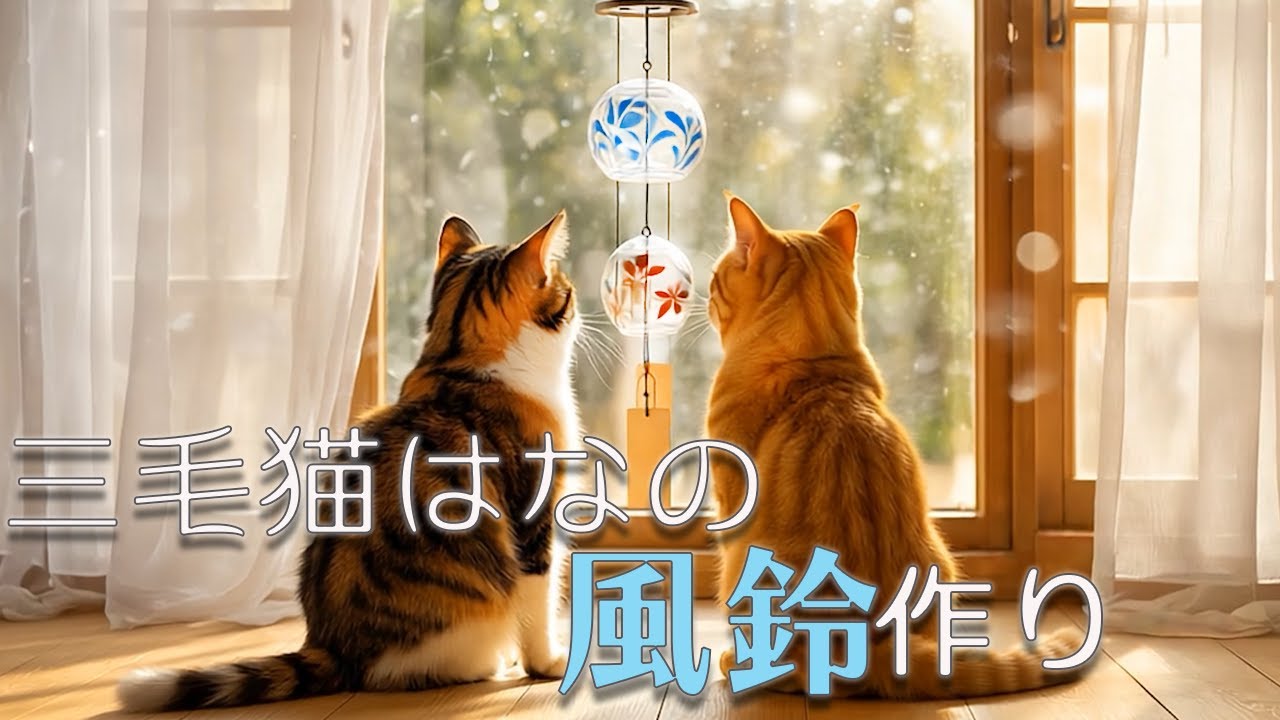 【はたらくねこ】三毛猫はなの風鈴作り🎐