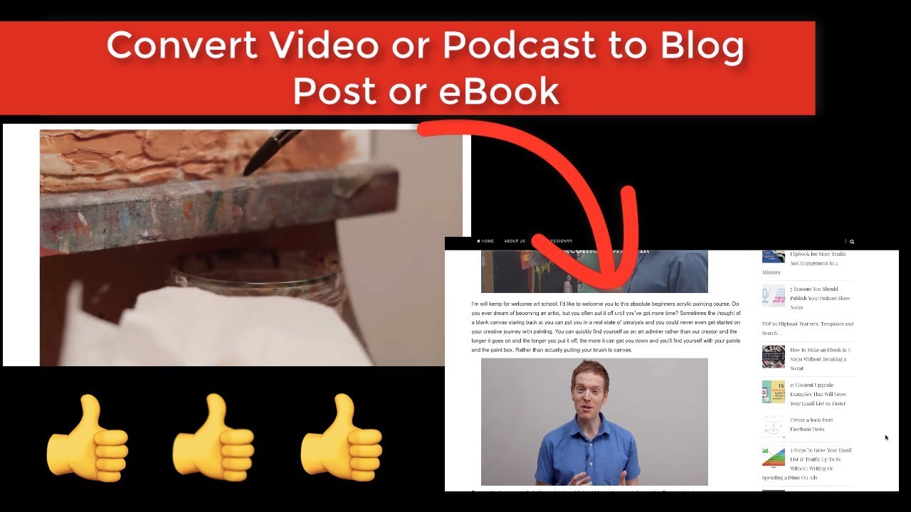How to convert a video to blog post or ebook