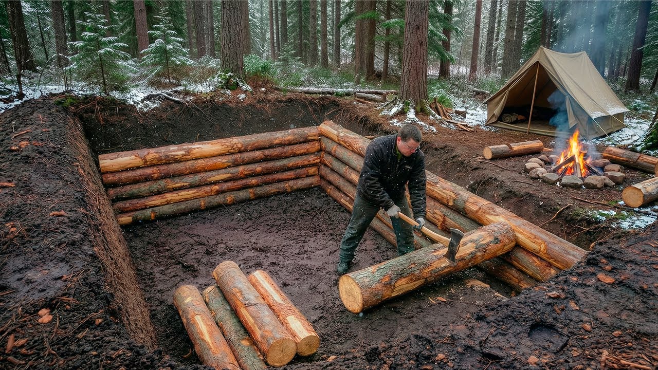 Hombre Construye Refugio Subterr&aacute;neo de Troncos para Sobrevivir al Invierno