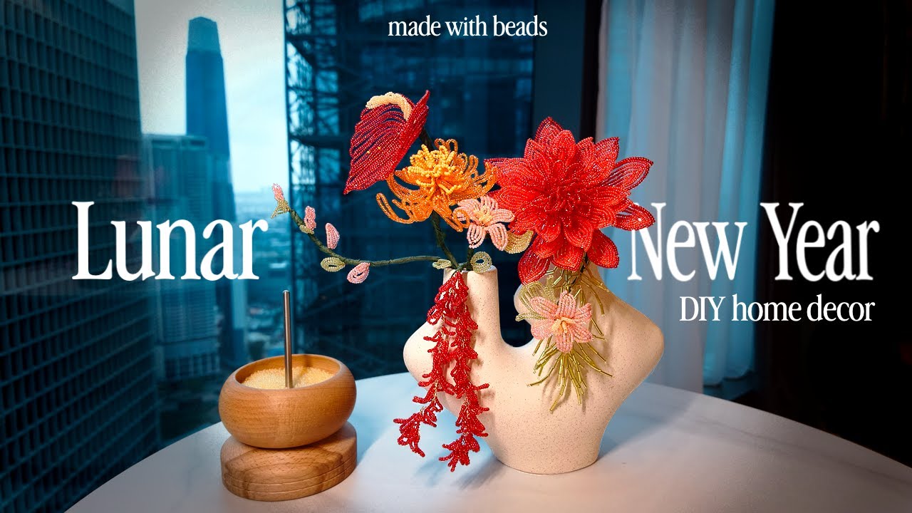 Making a Chinese New Year Bouquet 🍊🧧🌸 | beaded & handmade