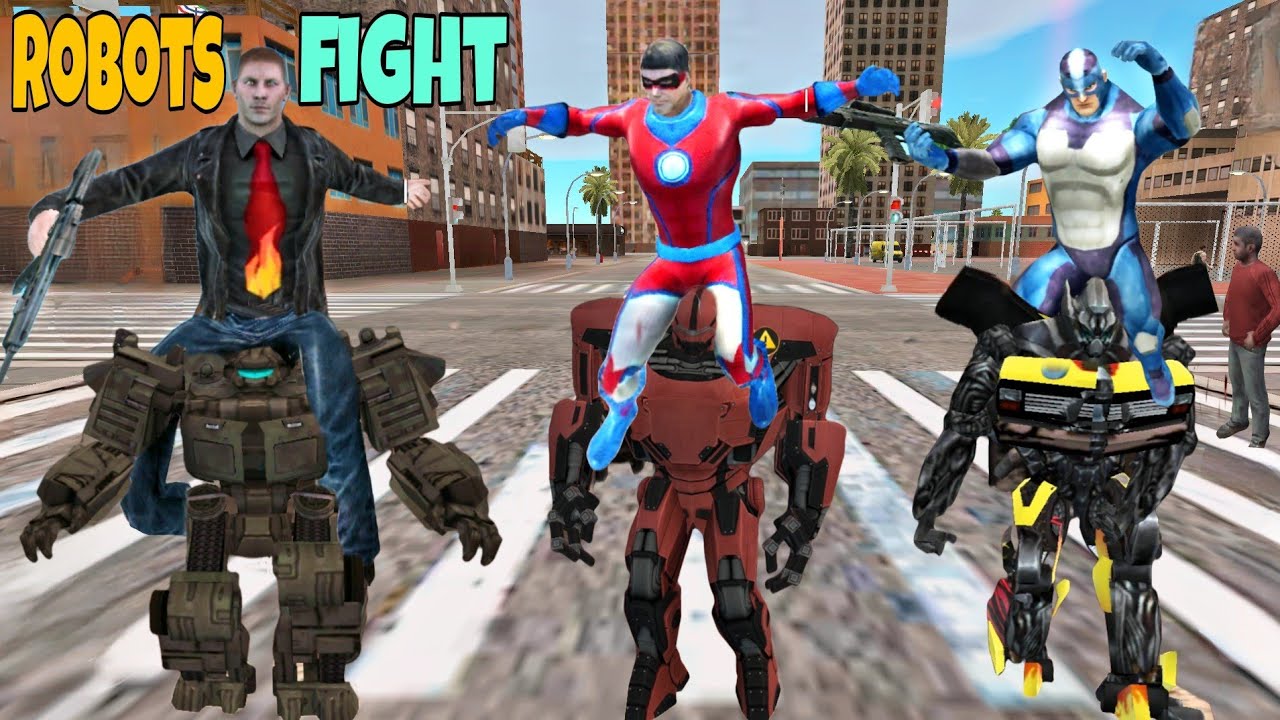 All Transformer Robots Big Fight In Rope Hero Vice Town । Rope Hero Vice Town । Junnu Malik Gaming