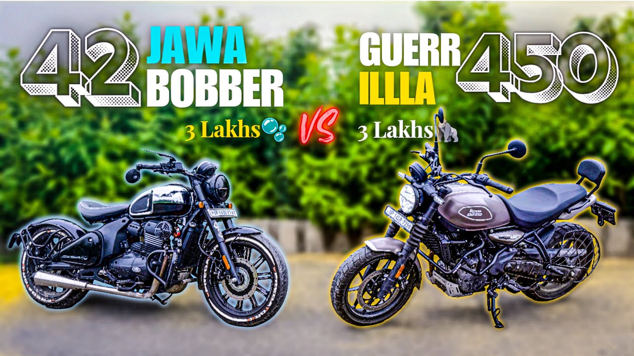 Jawa 42 Bobber VS Guerrilla 450 || ₹3 Lakhs VS ₹3 Lakhs || Drag race 🚀 || Jawa VS Royal enfield