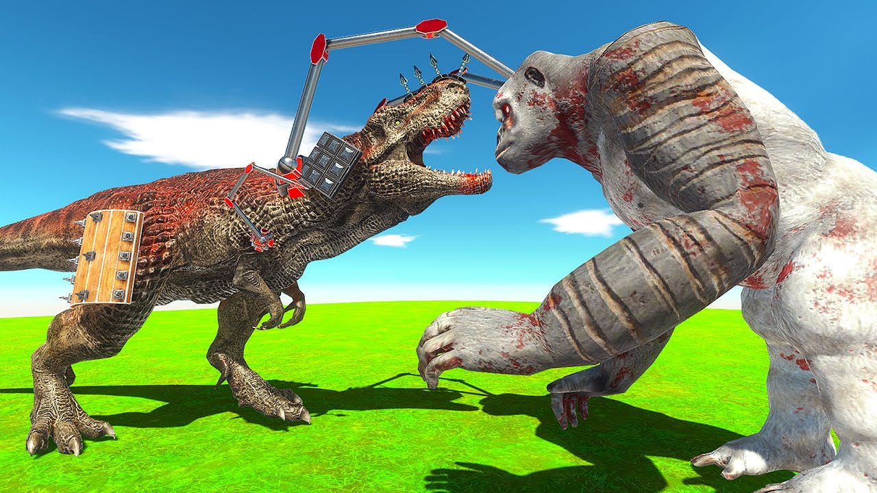 Бронированный T-REX сражается с КИНГ-КОНГОМ — боевым симулятором Animal Revolt