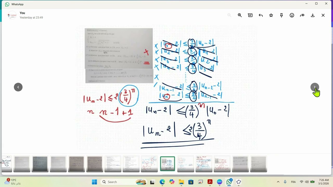 Exercice Suite 3éme Math Part 1 & Fin Exercice Complexe