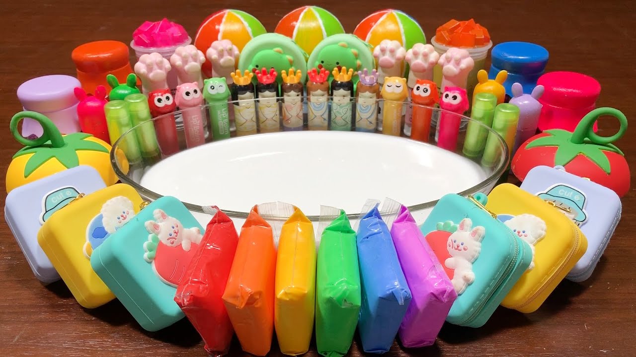 Clay And More Mixing Random Into GlossySlime! Best Slime! Satisfying Slime Video ! #825