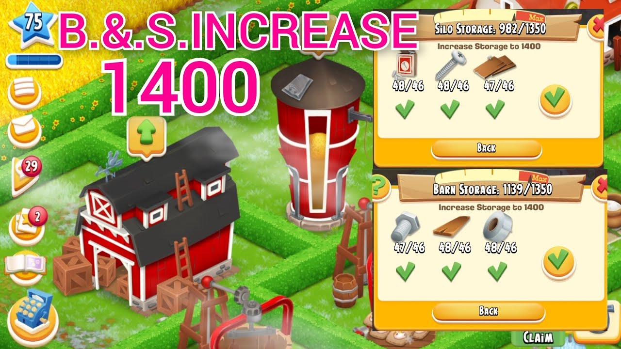 HAY Day How To Increase Barn and Silo 1400  and gameplay level 75 #hayday #farming #games #trending 