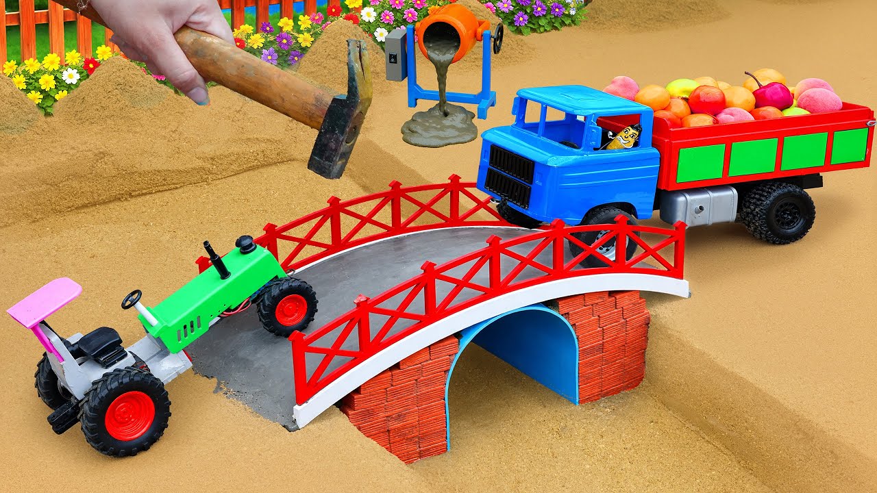 DIY Mini Tractor Builds a Strong Brick Bridge for Heavy Trucks  | Science Project​