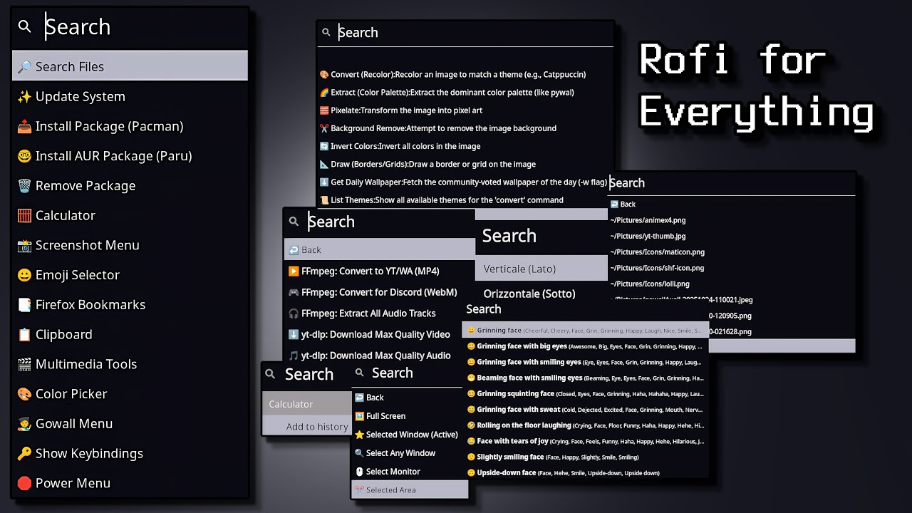 Using Rofi for basically everything.