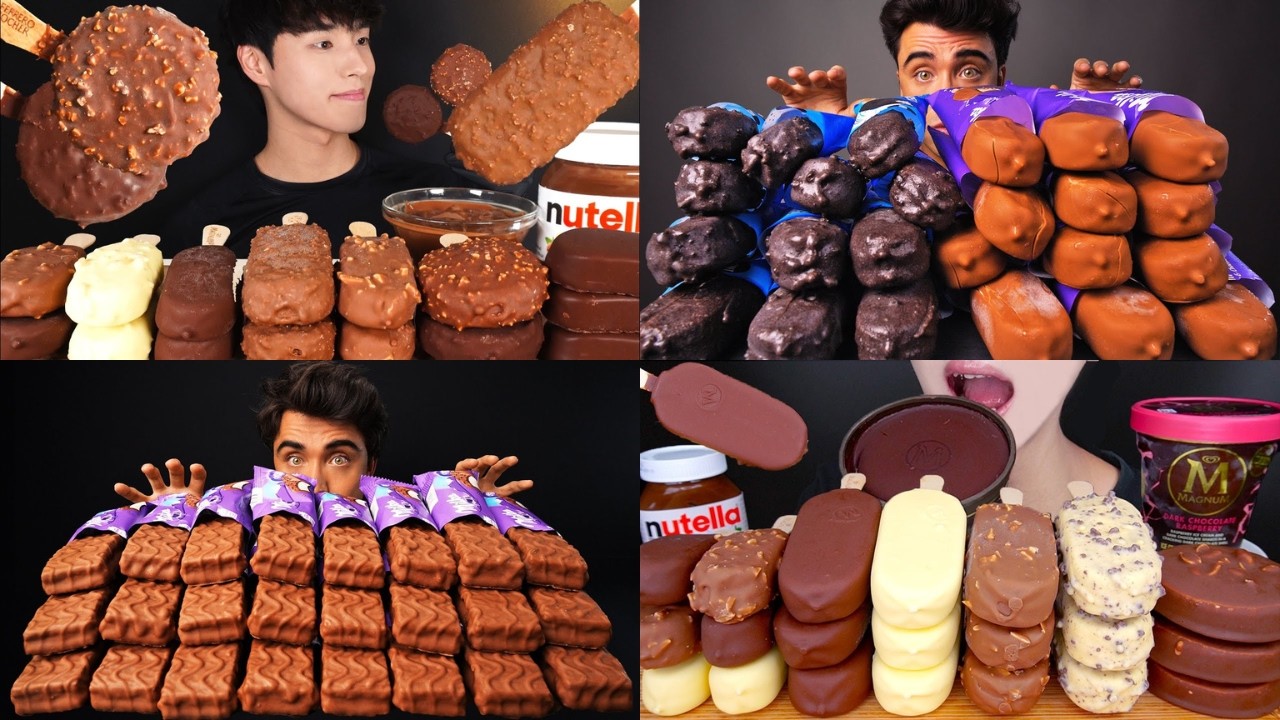 CRUNCHY CHOCOLATE ICE CREAM MUKBANG🍦 | Best Satisfying Eating Sounds ASMR Compilation 🤤