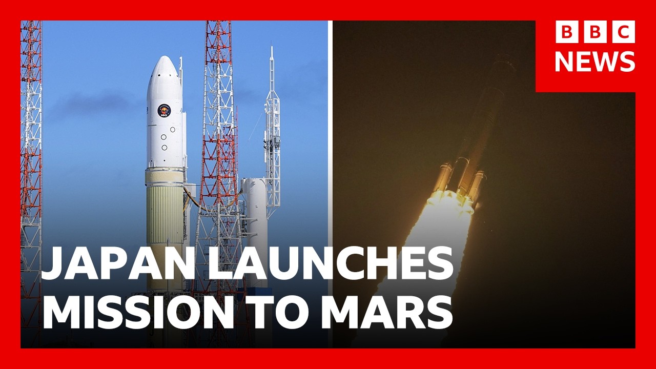 Mission blasts off to Mars to grab a piece of its moon | BBC News