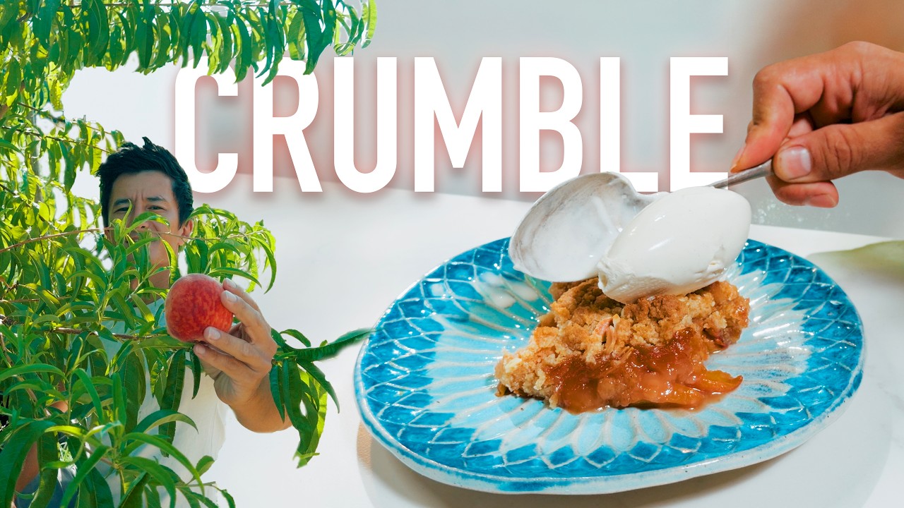 Un crumble aux p&ecirc;che bien gourmand !