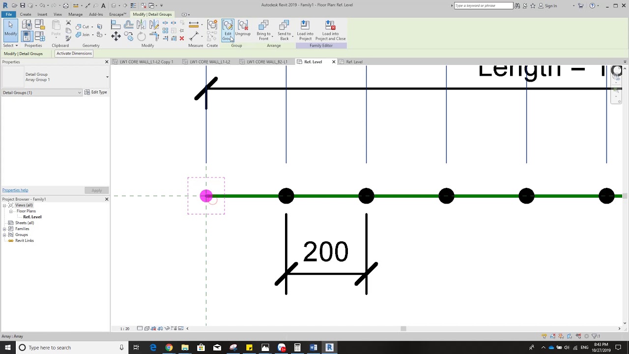 TXA Create Revit family dot rebar base line 2D