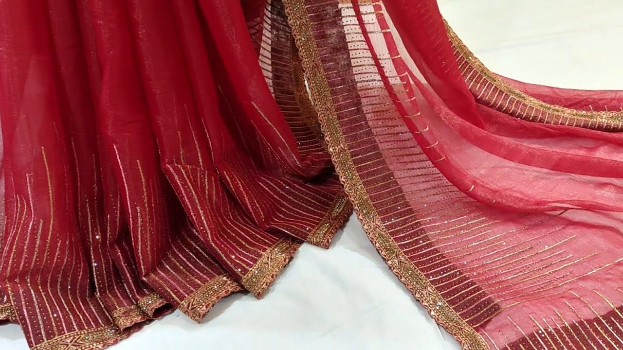 Party wear saree | Shimmer saree | Zari Work Saree | Lichi bindi work | Fancy saree