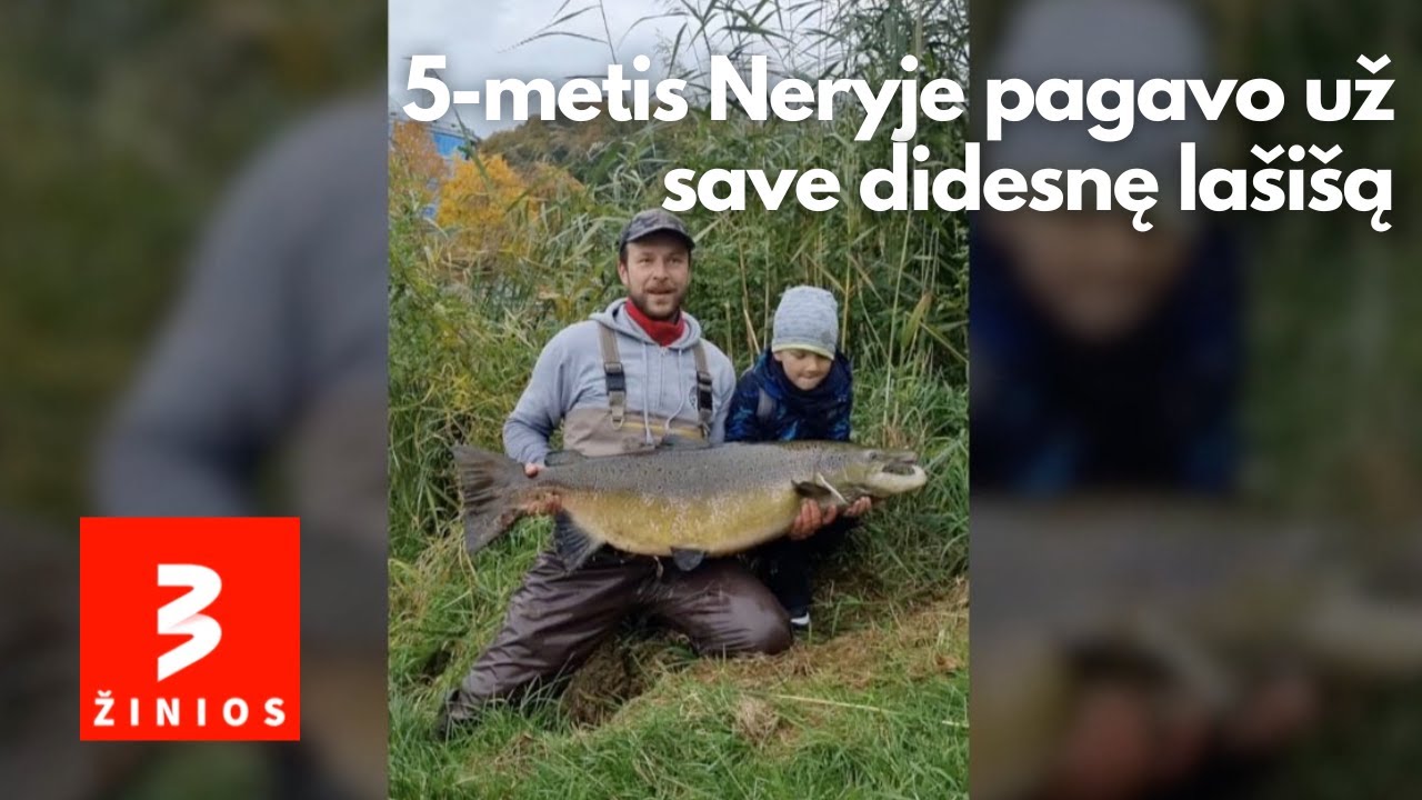 5-metis Neryje pagavo už save didesnę lašišą: berniukas dar tik mokėsi žvejoti