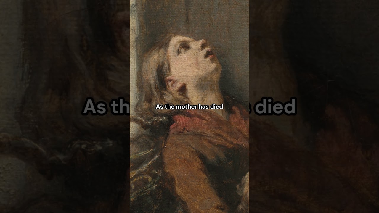 Destitute Dead Mother holding her sleeping Child in Winter (1850) by Octave Tassaert 