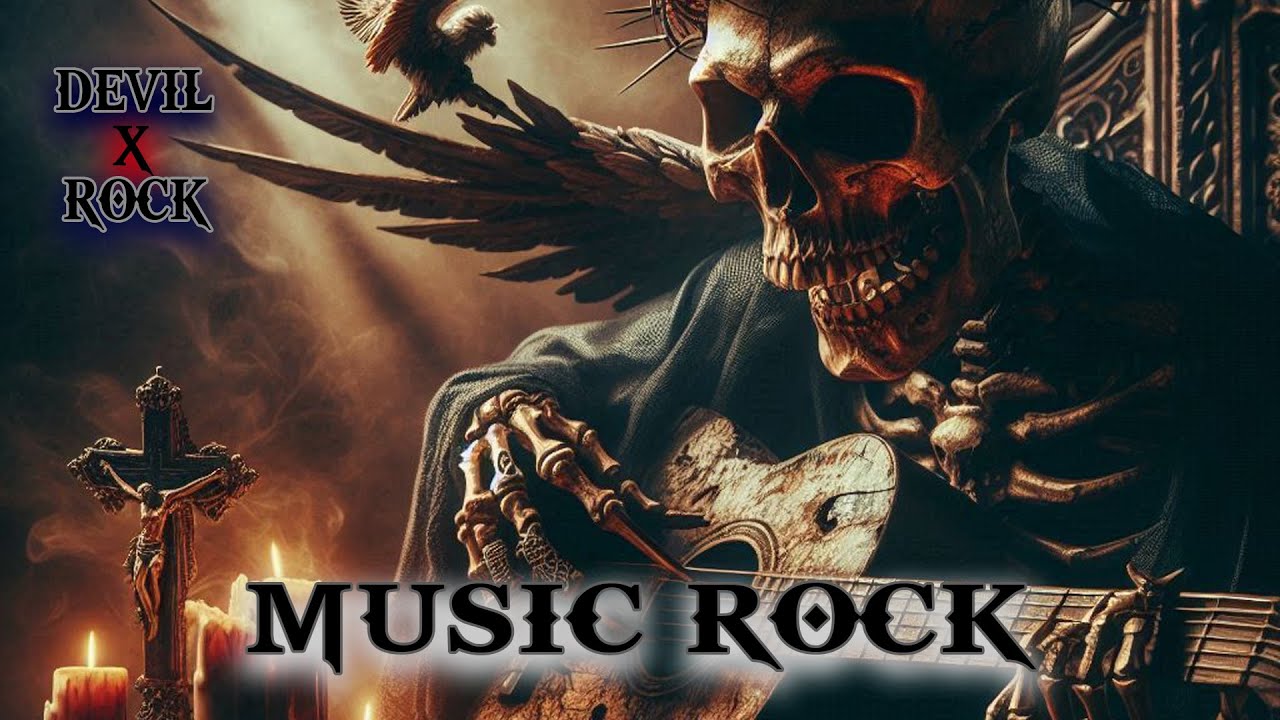 Epic Dark Fantasy Instrumental Rock: Skeletal Guitarist in a Haunted Castle Performance