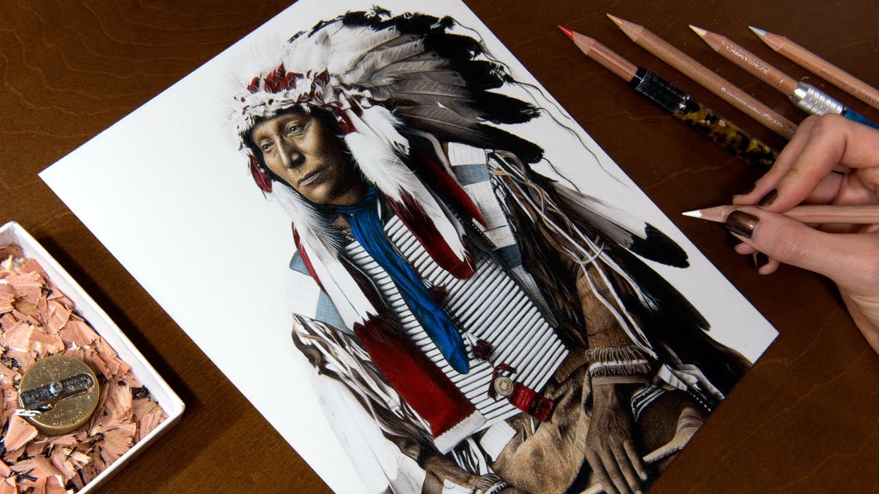 Drawing a Native American (Chief Hollow Horn Bear)