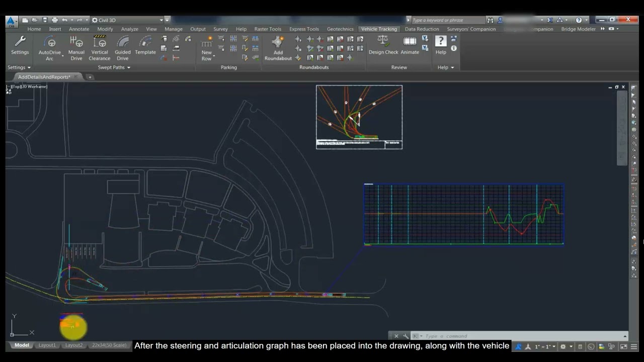 Add vehicle and swept path Details and Reports using in Vehicle Tracking. #civil3d #vehicletracking