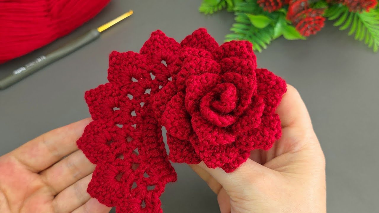 Woww!.. 🥰 Super easy. How to Crochet a Rose Step by Step, Quick and Easy