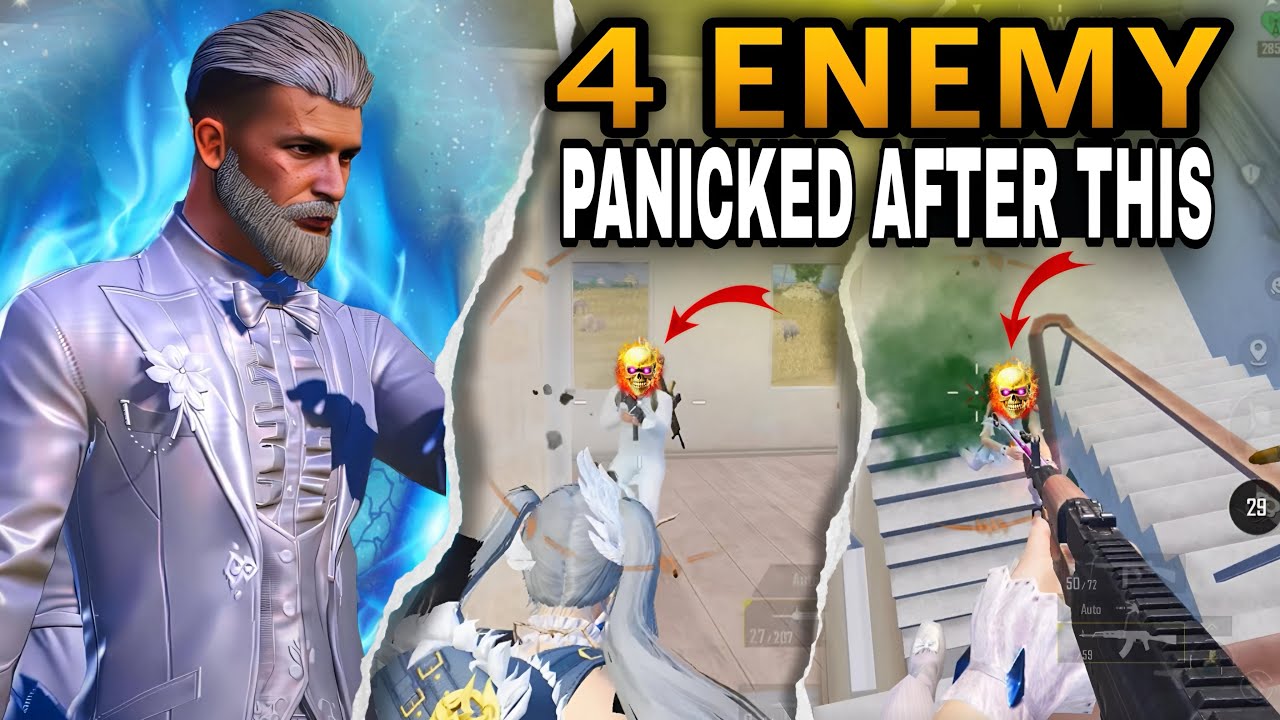 4 ENEMY PANICKED AFTER FACING [7T9GHFOOR] 🤯pubgmobile