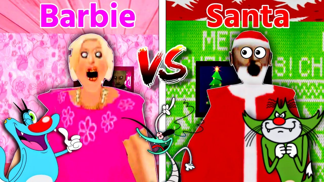 😂 Barbie Granny Vs Santa Granny Gameplay With Oggy and Jack